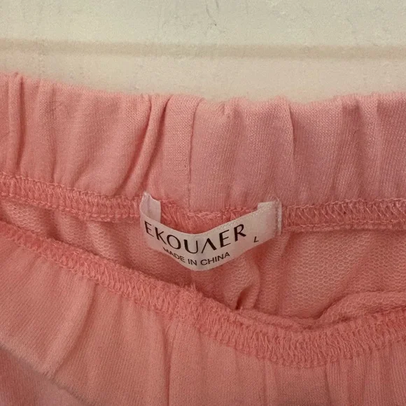 Ekouaer (Amazon) Oversized Tee and Biker Shorts Loungewear Set in Orange Pink - Picture 13 of 13